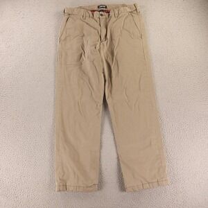 Lands End Pants Mens 34x29 Tan Traditional Fit Khaki Flannel Lined Cotton Chino